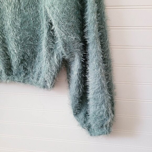 Altar'd State Sweater Womens XS Green Fluffy Eyelash Cropped Y2K Fuzzy Soft - Picture 4 of 8